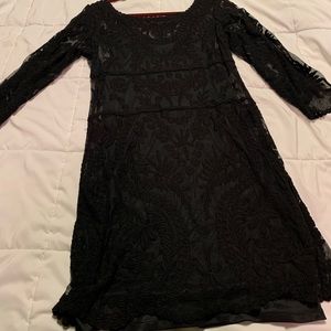 Express Black Lace Long Sleeve Dress